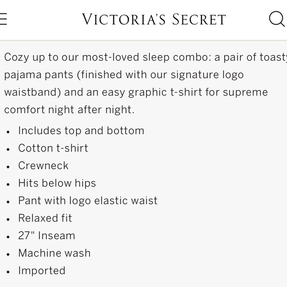 VICTORIA SECRET FLANNEL TEE JAMA SET SIZE XXL - Picture 7 of 7